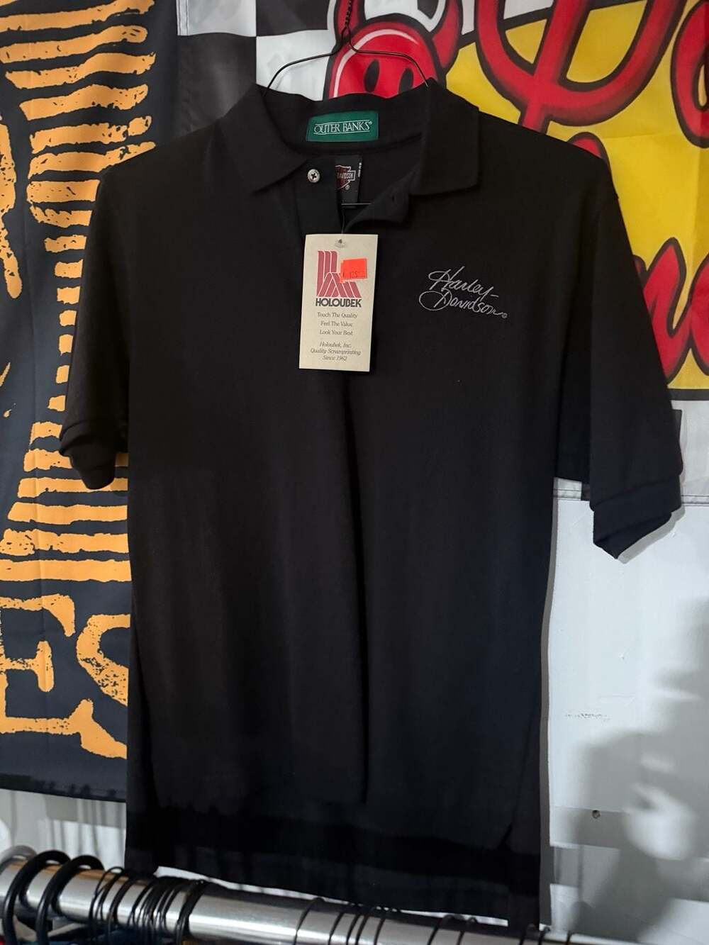 Outer Banks Harley-Davidson Embroidered Black Polo Shirt Size Small